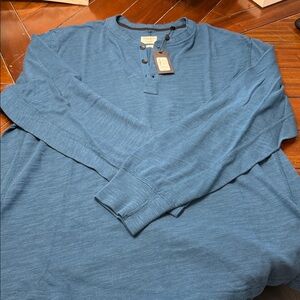 Rag &boneBlue Long Sleeve Henley Shirt